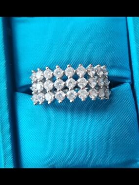 Tocara Triple-Row Clear Diami Diamond Silver Ring - Sparkling Band